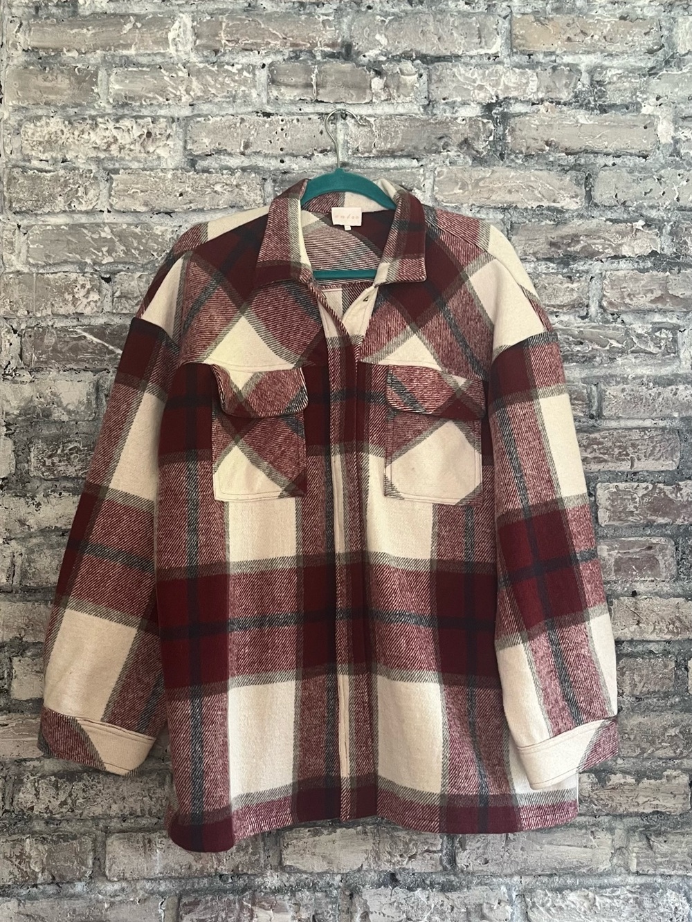 entro Red & Cream Plaid Utility Jacket
